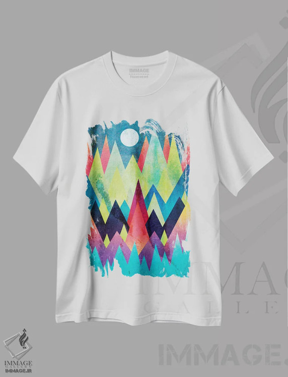 تیشرت سفید طرح دار سرزمین شفق شمالی، آبستره اثر الیزابت فردریکسون | immage.ir
