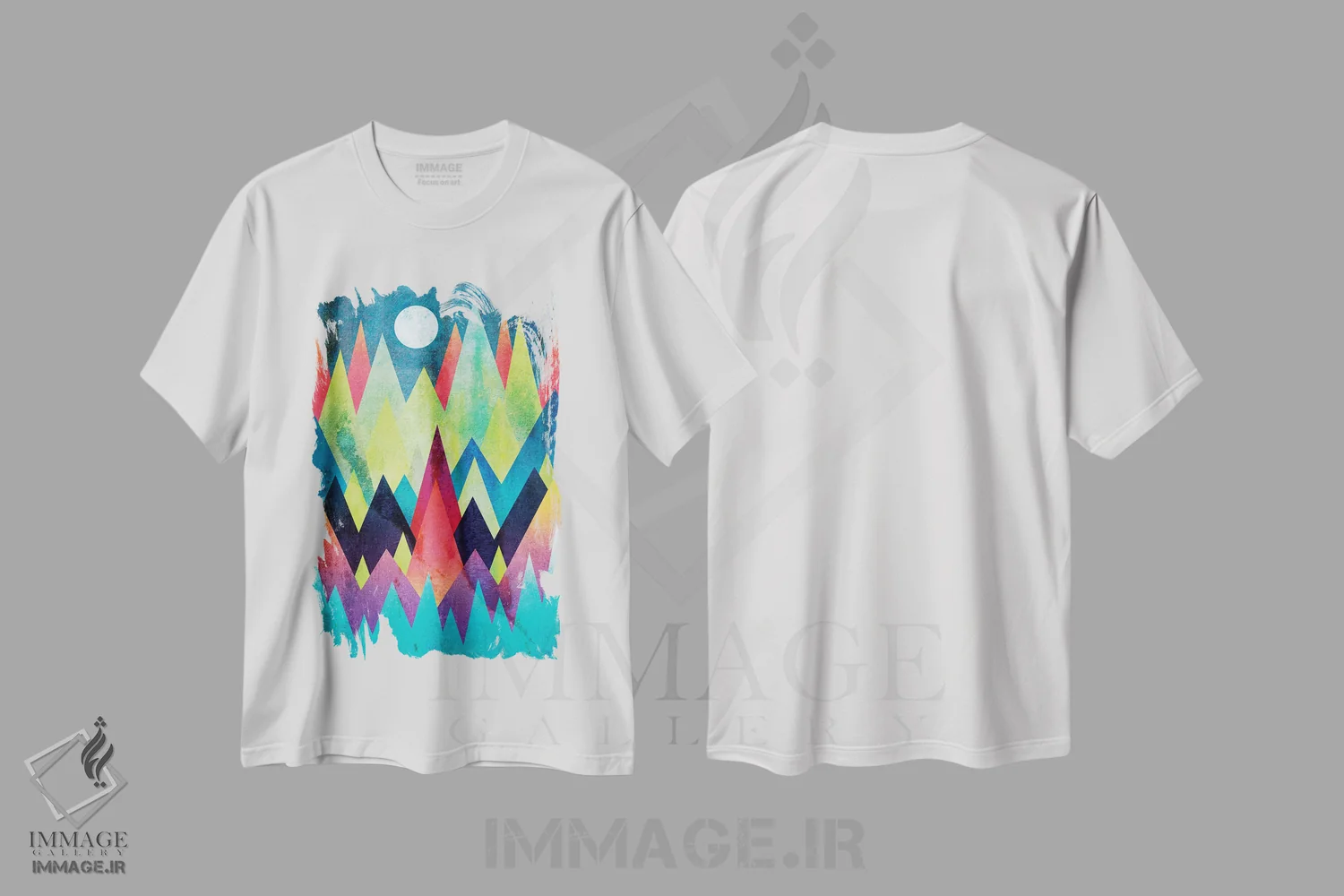 تیشرت سفید طرح دار سرزمین شفق شمالی، آبستره اثر الیزابت فردریکسون | immage.ir