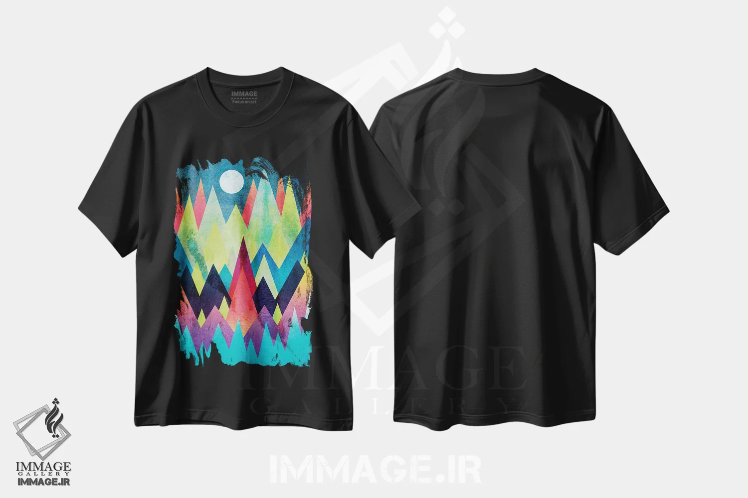 تیشرت مشکی طرح دار سرزمین شفق شمالی، آبستره اثر الیزابت فردریکسون | فروشگاه ایماژ