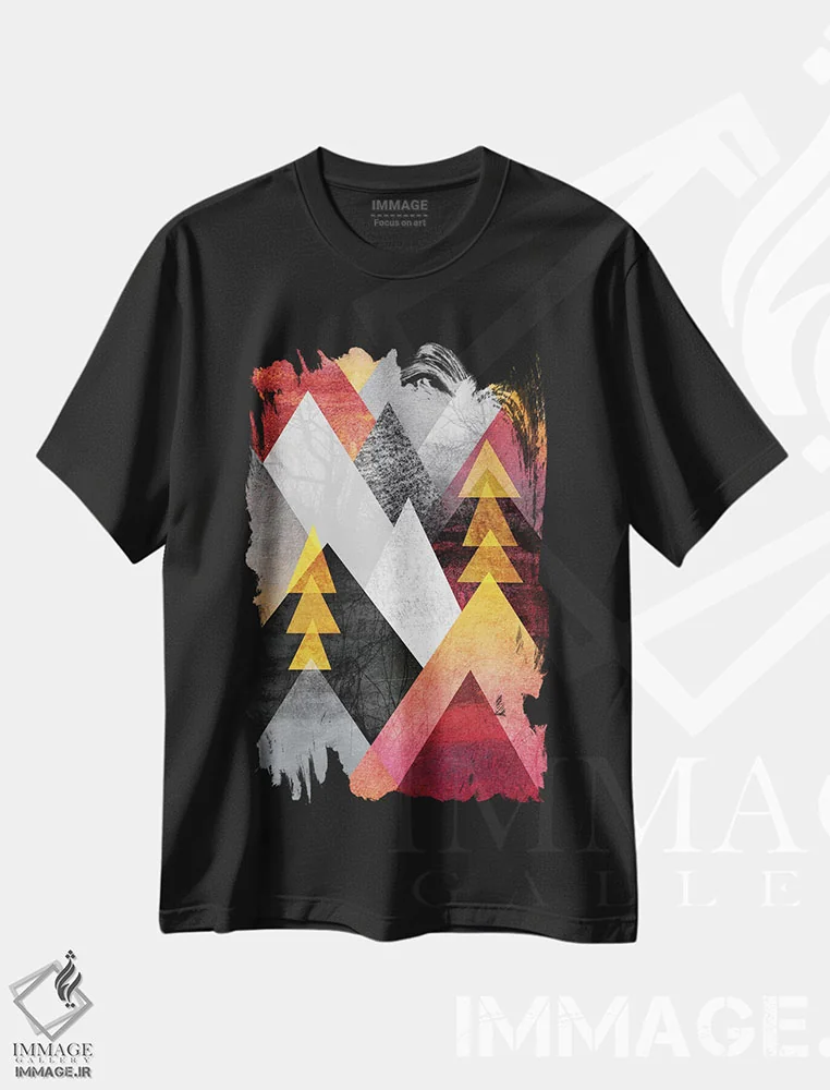 تیشرت مشکی طرح دار قله های کوهستان، آبستره اثر الیزابت فردریکسون | فروشگاه ایماژ
