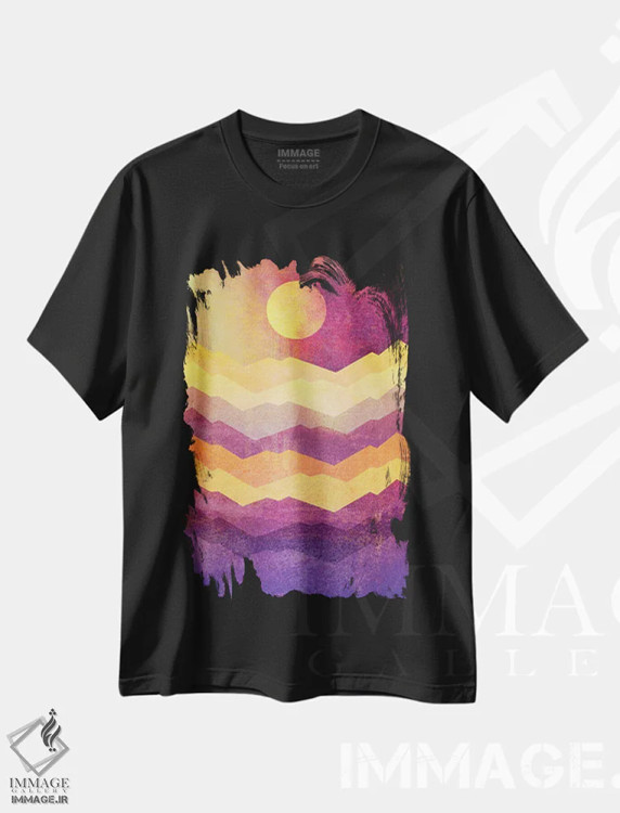 تیشرت مشکی طرح دار ساعت جادو، آبستره اثر الیزابت فردریکسون | immage.ir