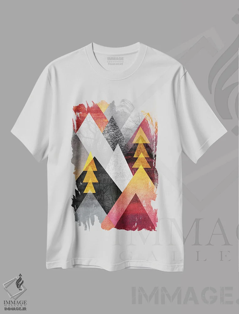 تیشرت سفید طرح دار قله های کوهستان، آبستره اثر الیزابت فردریکسون | immage.ir