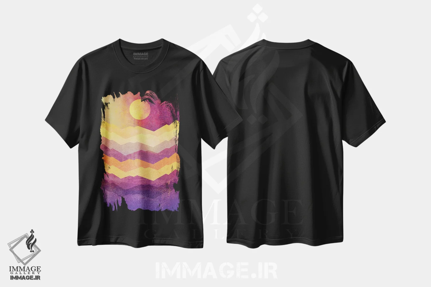 تیشرت مشکی طرح دار ساعت جادو، آبستره اثر الیزابت فردریکسون | immage.ir