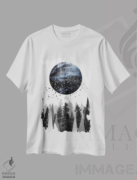تیشرت سفید طرح دار طبیعت، آبستره اثر الیزابت فردریکسون | فروشگاه ایماژ