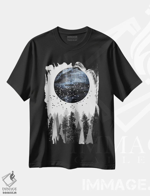تیشرت مشکی طرح دار طبیعت، آبستره اثر الیزابت فردریکسون | immage.ir