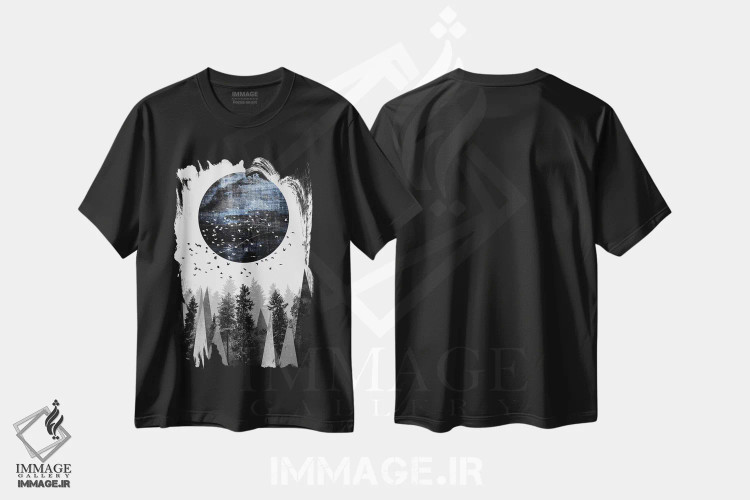 تیشرت مشکی طرح دار طبیعت، آبستره اثر الیزابت فردریکسون | immage.ir