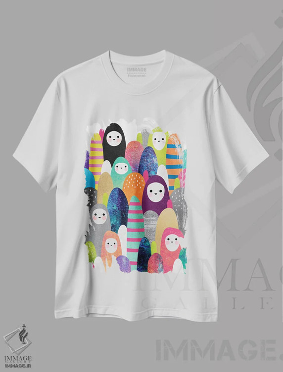 تیشرت سفید طرح دار ارواح سنگریزه I، آبستره اثر الیزابت فردریکسون | immage.ir