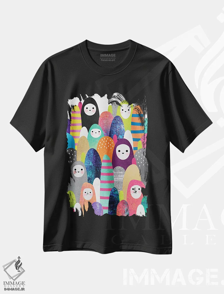 تیشرت مشکی طرح دار ارواح سنگریزه I، آبستره اثر الیزابت فردریکسون | فروشگاه ایماژ