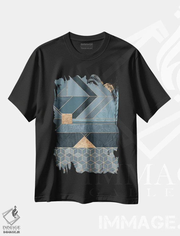 تیشرت مشکی طرح دار آبی اسکاندیناویایی، آبستره اثر الیزابت فردریکسون | immage.ir
