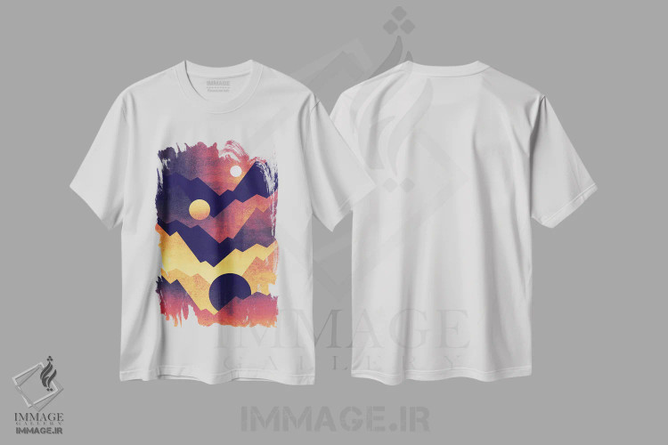 تیشرت سفید طرح دار فرارسیدن شب، آبستره اثر الیزابت فردریکسون | immage.ir