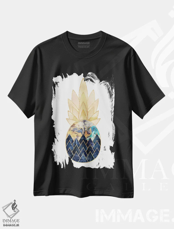 تیشرت مشکی طرح دار آناناس ارزشمند I، دکور ساحلی اثر الیزابت فردریکسون | فروشگاه ایماژ