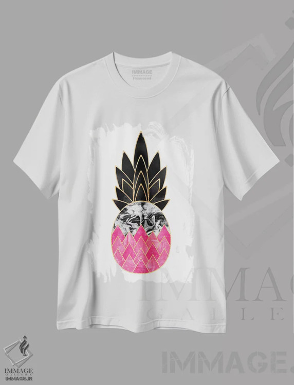تیشرت سفید طرح دار آناناس ارزشمند II، دکور ساحلی اثر الیزابت فردریکسون | فروشگاه ایماژ
