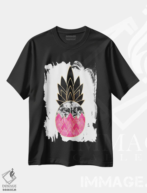 تیشرت مشکی طرح دار آناناس ارزشمند II، دکور ساحلی اثر الیزابت فردریکسون | immage.ir