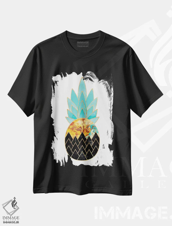 تیشرت مشکی طرح دار آناناس ارزشمند III، دکور ساحلی اثر الیزابت فردریکسون | فروشگاه ایماژ