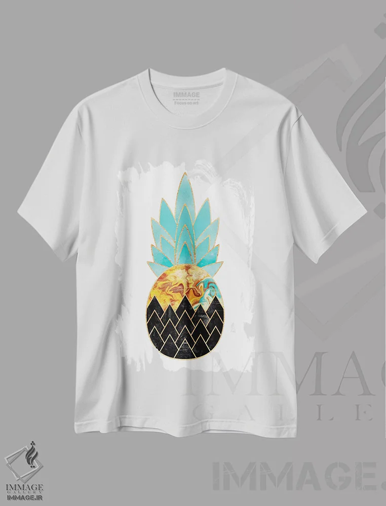تیشرت سفید طرح دار آناناس ارزشمند III، دکور ساحلی اثر الیزابت فردریکسون | immage.ir