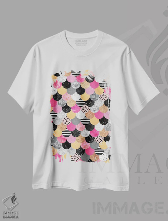 تیشرت سفید طرح دار پری دریایی زیبا، آبستره اثر الیزابت فردریکسون | فروشگاه ایماژ