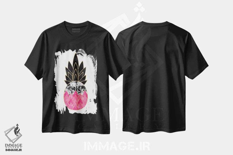 تیشرت مشکی طرح دار آناناس ارزشمند II، دکور ساحلی اثر الیزابت فردریکسون | immage.ir