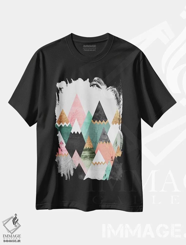 تیشرت مشکی طرح دار کوه های زیبا، آبستره اثر الیزابت فردریکسون | فروشگاه ایماژ