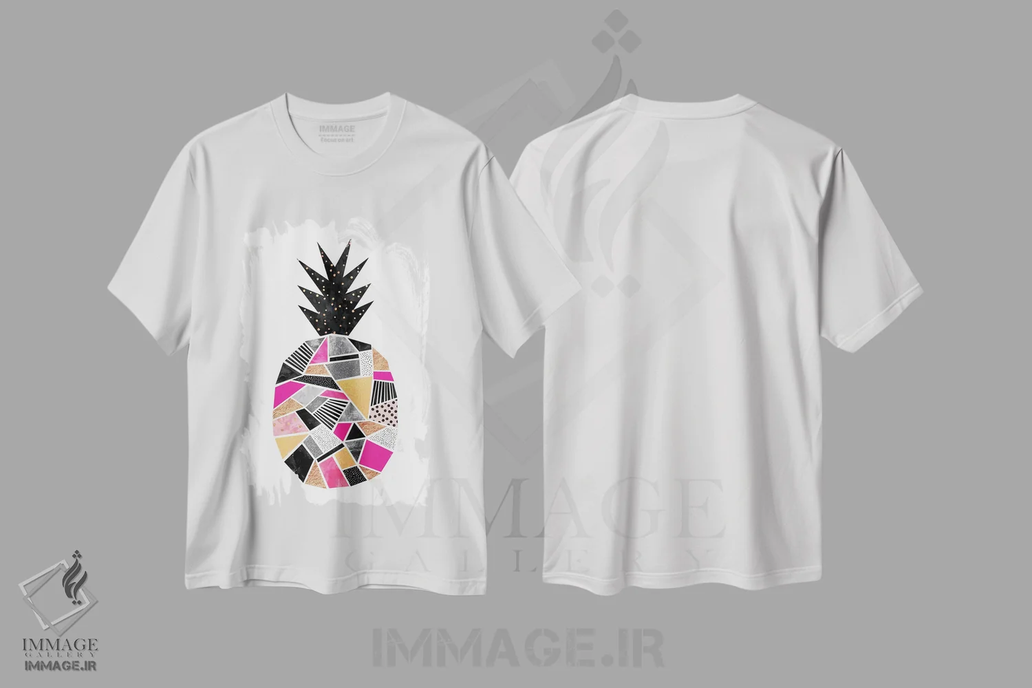 تیشرت سفید طرح دار آناناس زیبا، دکور ساحلی اثر الیزابت فردریکسون | فروشگاه ایماژ