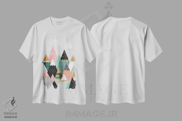 تیشرت سفید طرح دار کوه های زیبا، آبستره اثر الیزابت فردریکسون | immage.ir