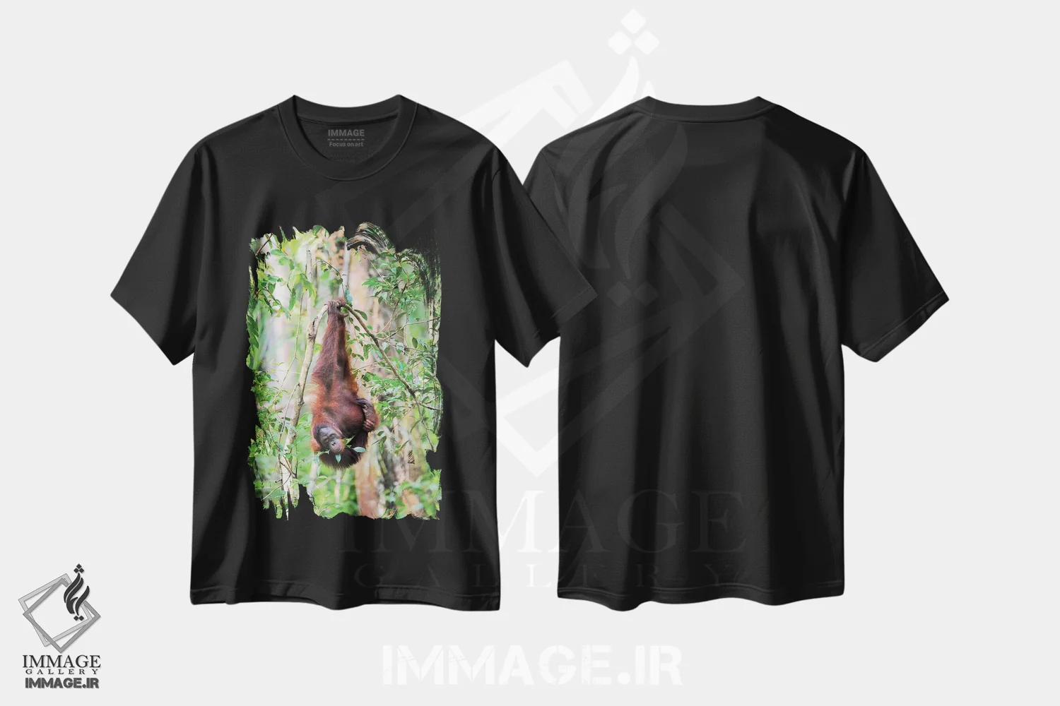 تیشرت مشکی طرح دار اورانگوتان وارونه، مدیوم اثر المر وایس | immage.ir