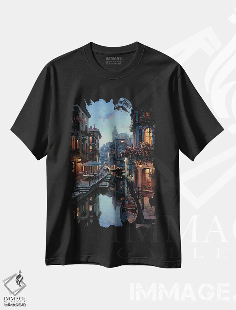 تیشرت مشکی طرح دار آرامش، هنر فاخر معاصر اثر اوگنی لوشپین | immage.ir