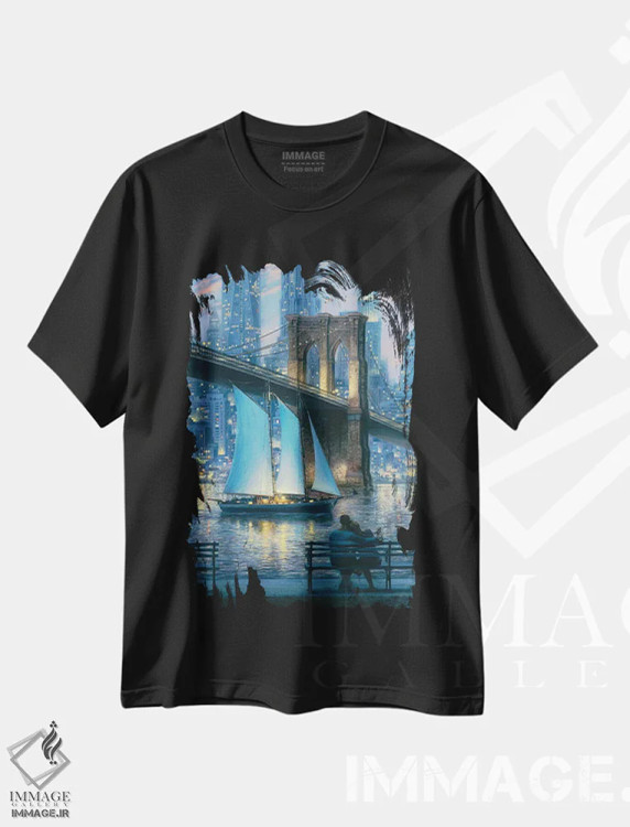 تیشرت مشکی طرح دار رویای دونفره، هنر فاخر معاصر اثر اوگنی لوشپین | immage.ir