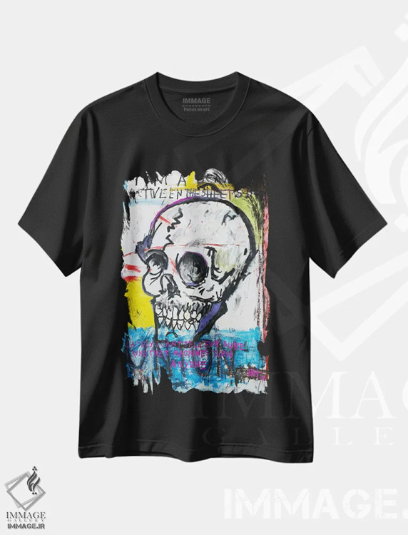 تیشرت مشکی طرح دار برخاستن به اعماق معنای زندگی، دکوراسیون جایگزین اثر اددی لاو | immage.ir