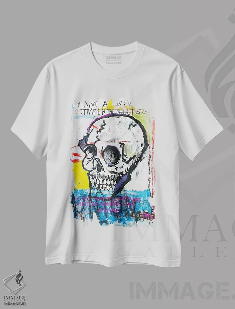 تیشرت سفید طرح دار برخاستن به اعماق معنای زندگی، دکوراسیون جایگزین اثر اددی لاو | فروشگاه ایماژ
