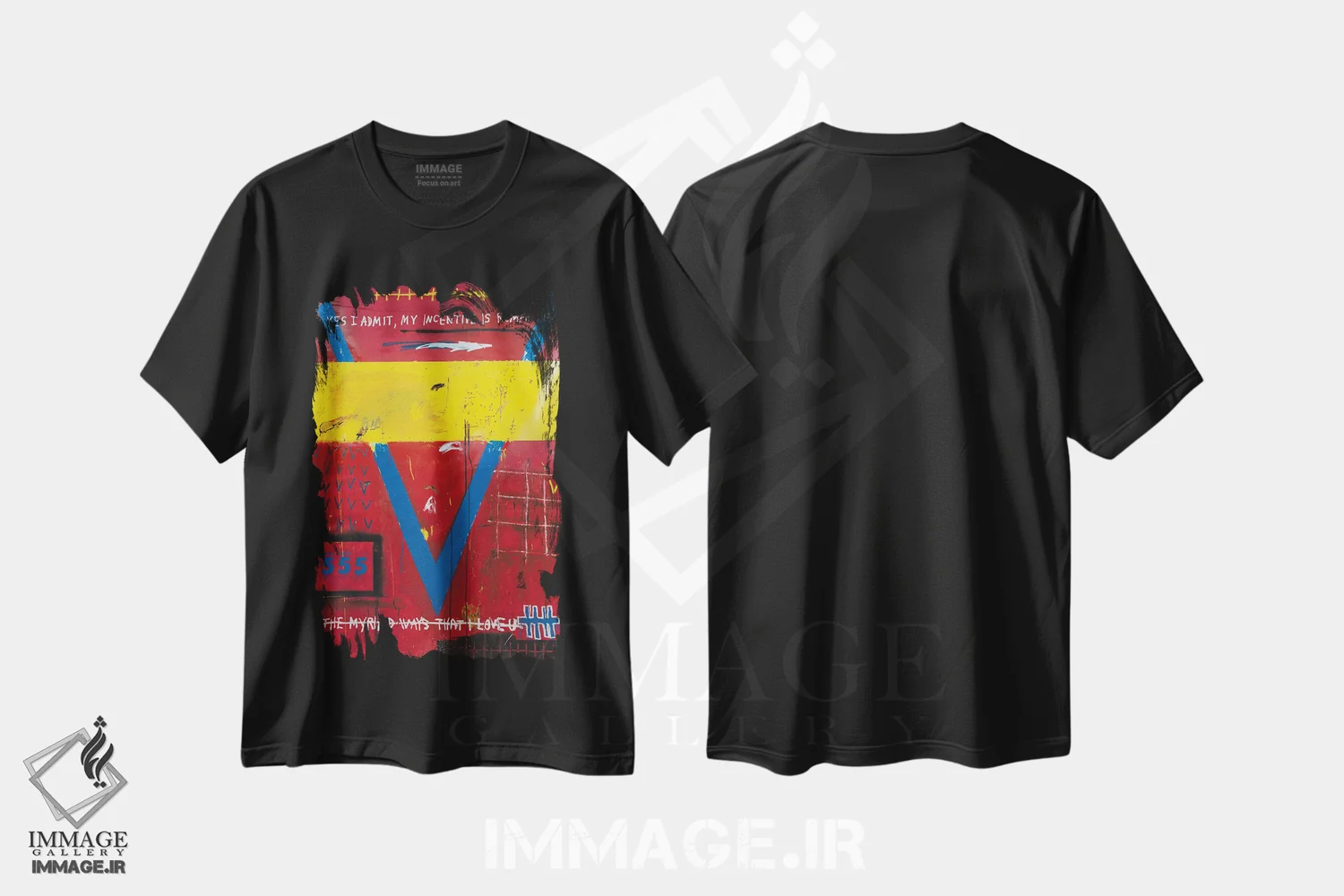 تیشرت مشکی طرح دار افسونگر روغن مار، دکوراسیون جایگزین اثر اددی لاو | فروشگاه ایماژ