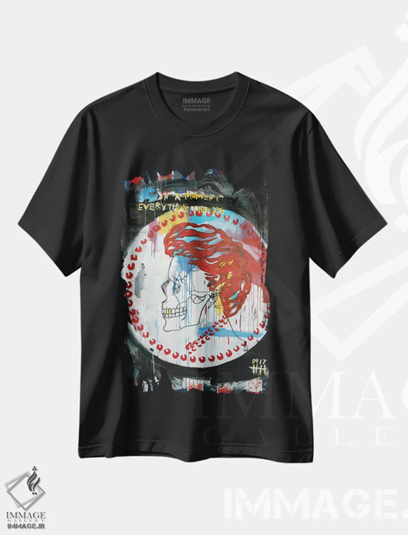 تیشرت مشکی طرح دار جمجمهٔ ۲۲، دکوراسیون جایگزین اثر اددی لاو | immage.ir