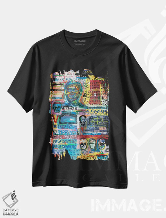 تیشرت مشکی طرح دار میکرو روانی ۱، دکوراسیون جایگزین اثر اددی لاو | فروشگاه ایماژ