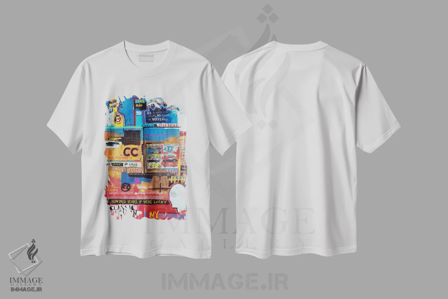 تیشرت سفید طرح دار پاکیزه کلاسیک ۳/۵، دکوراسیون جایگزین اثر اددی لاو | immage.ir
