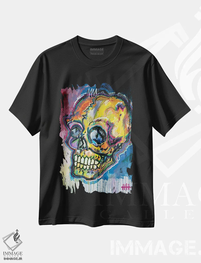 تیشرت مشکی طرح دار جمجمهٔ ۱۹، دکوراسیون جایگزین اثر اددی لاو | فروشگاه ایماژ