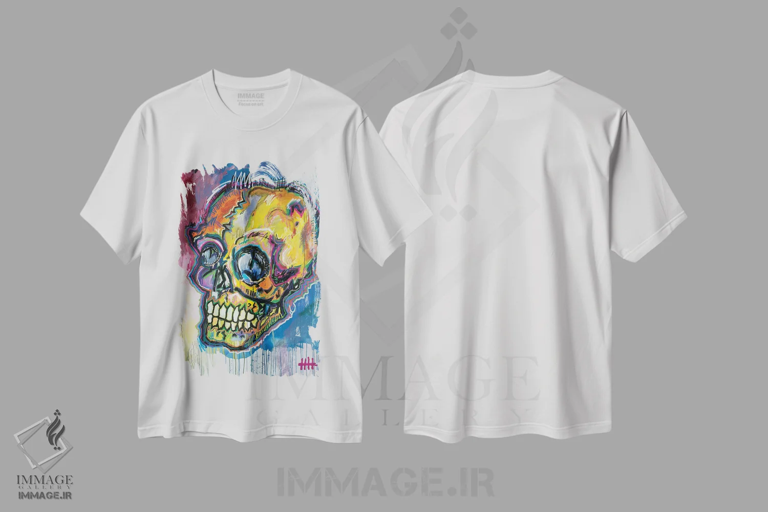 تیشرت سفید طرح دار جمجمهٔ ۱۹، دکوراسیون جایگزین اثر اددی لاو | immage.ir