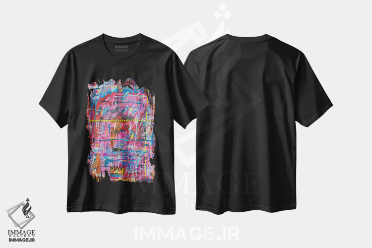 تیشرت مشکی طرح دار تصمیمات صمیمی روی سکوی عمومی اثر اددی لاو | فروشگاه ایماژ