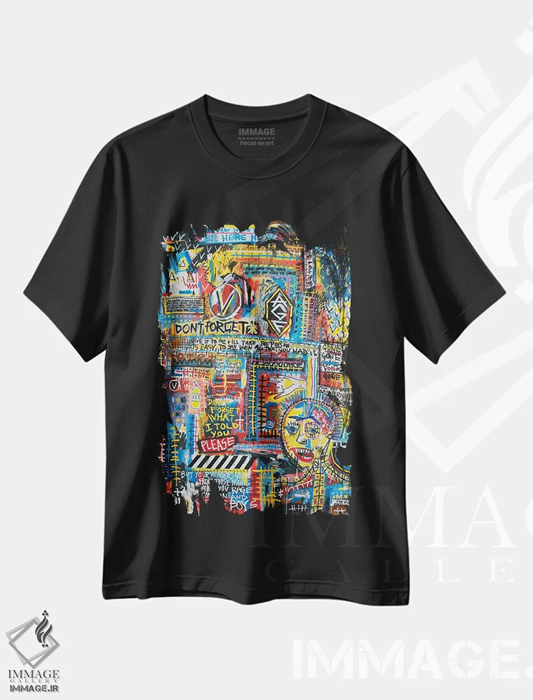 تیشرت مشکی طرح دار فراموش نکن، دکوراسیون جایگزین اثر اددی لاو | immage.ir