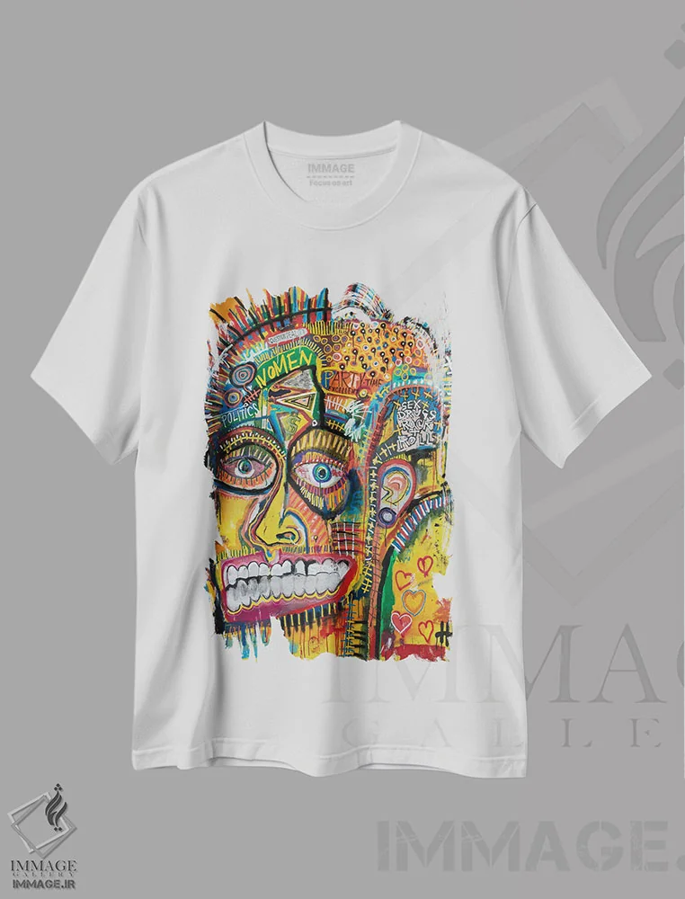 تیشرت سفید طرح دار ۹ فکر ۹ ثانیه، دکوراسیون جایگزین اثر اددی لاو | فروشگاه ایماژ