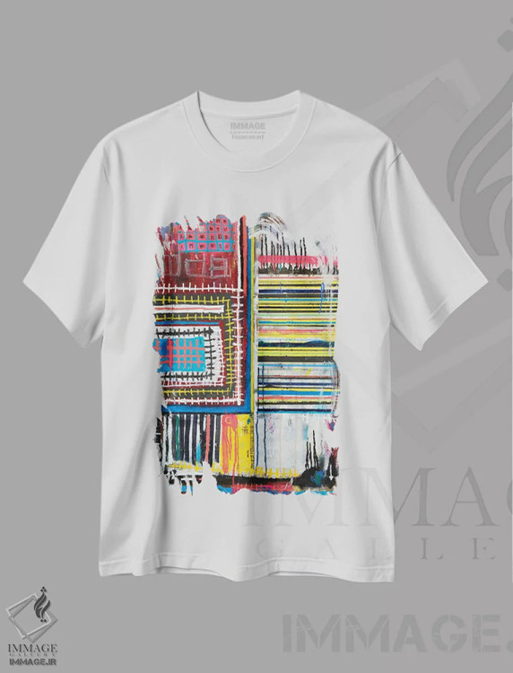 تیشرت سفید طرح دار تنش هایپرکالر اثر اددی لاو | immage.ir