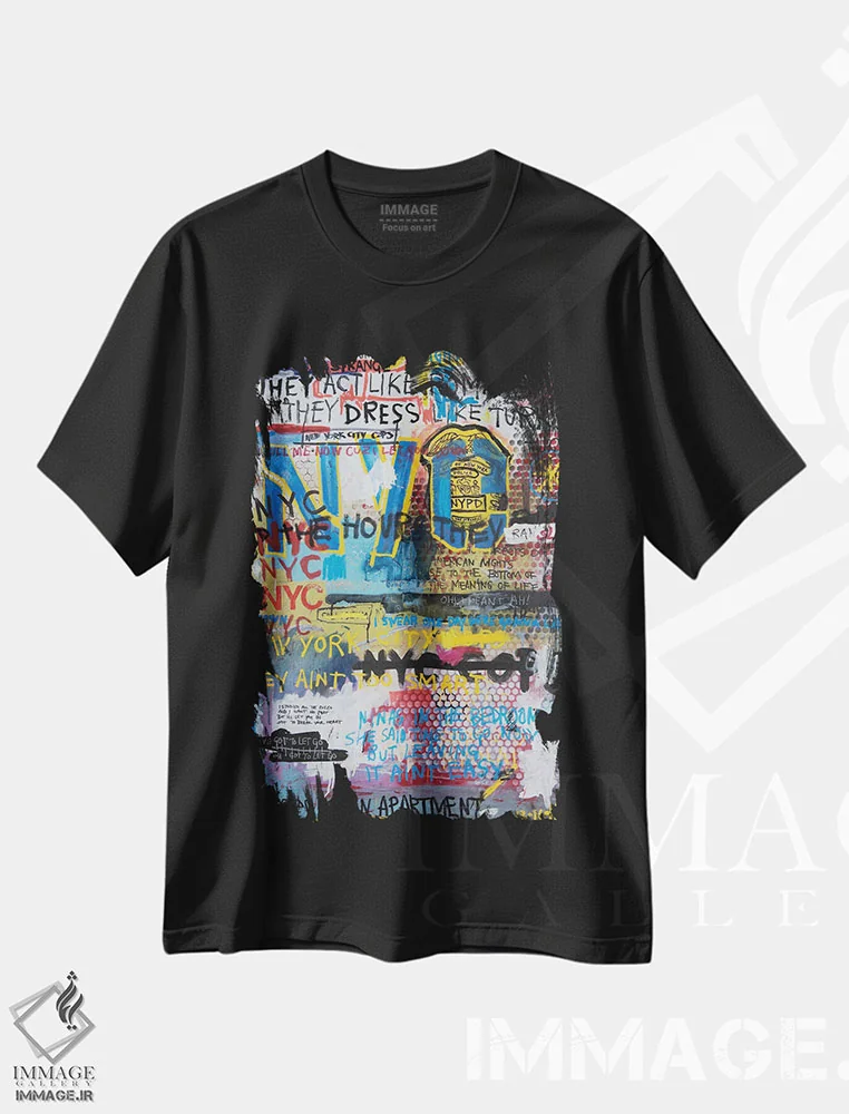تیشرت مشکی طرح دار پلیس های شهر نیویورک، دکوراسیون جایگزین اثر اددی لاو | immage.ir