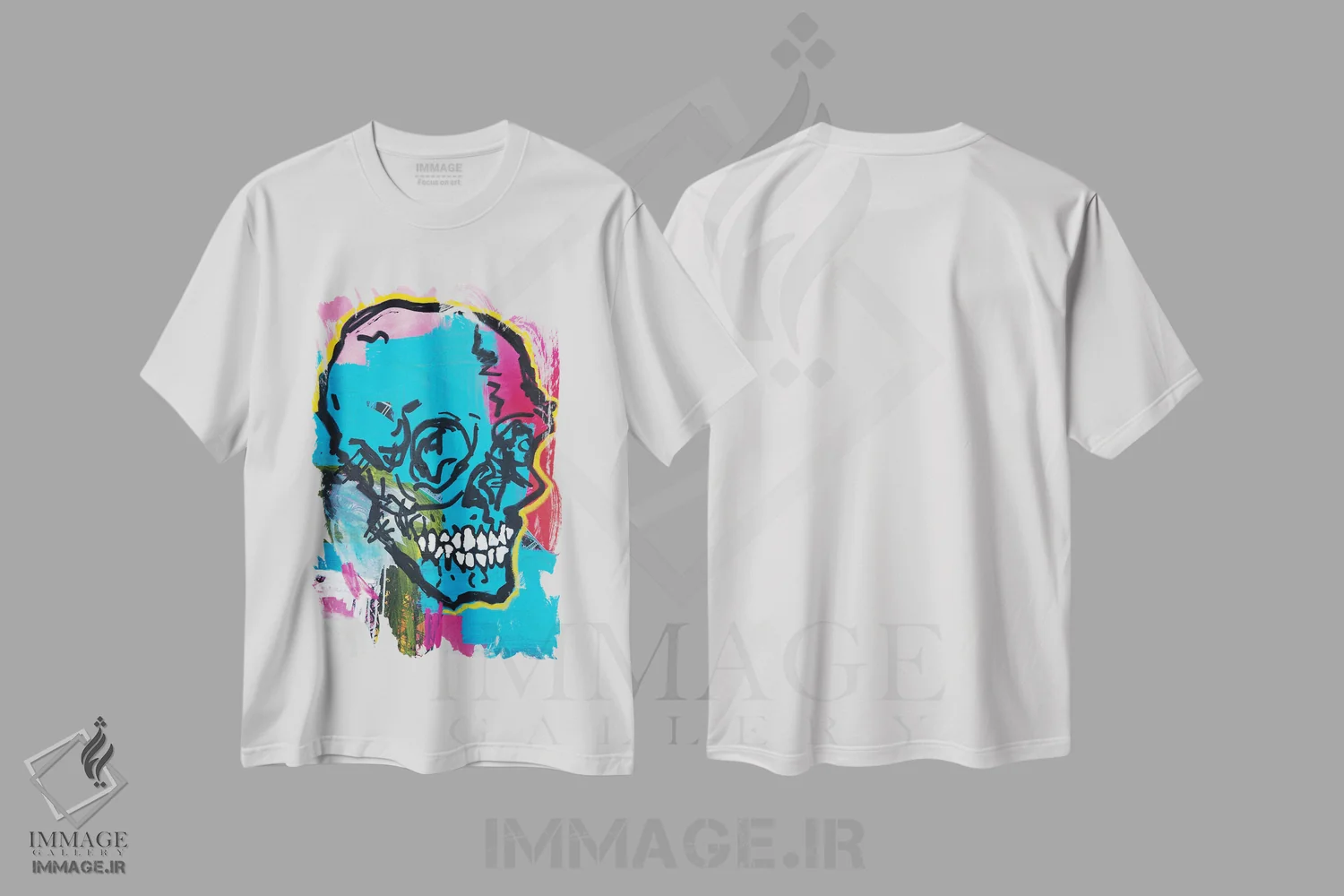 تیشرت سفید طرح دار جمجمهٔ ۱۹، دکوراسیون جایگزین اثر اددی لاو | immage.ir