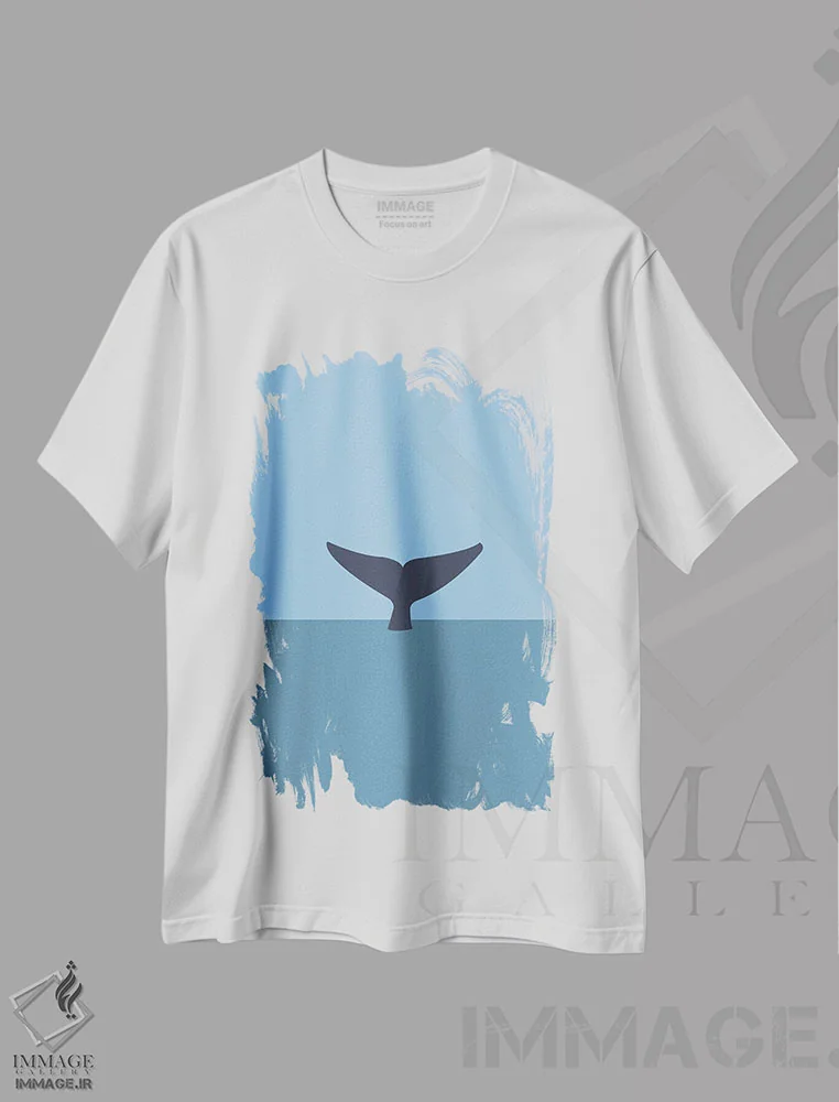 تیشرت سفید طرح دار "دم نهنگ آبی، میرِسا، سریلانکا"، تزئینی اثر لایمن کریتیو کو. | immage.ir