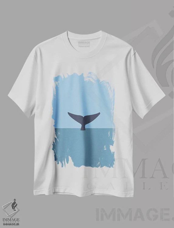 تیشرت سفید طرح دار "دم نهنگ آبی، میرِسا، سریلانکا"، تزئینی اثر لایمن کریتیو کو. | immage.ir