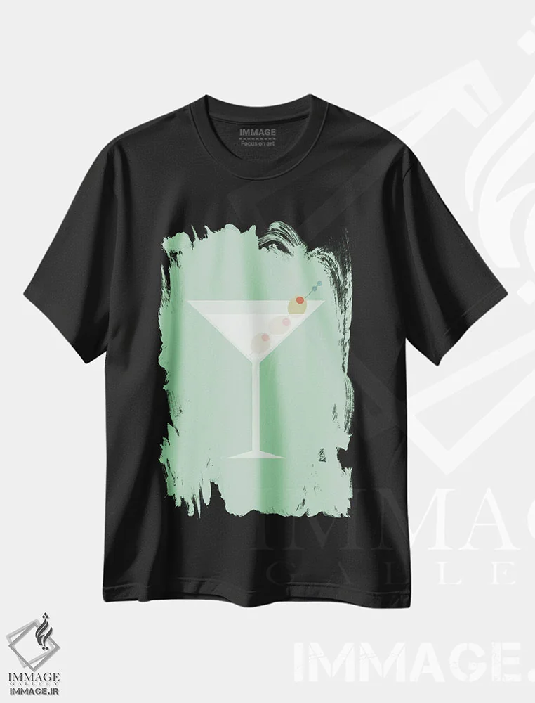 تیشرت مشکی طرح دار "مارتینی سبز نعنایی"، هنر دیجیتال اثر لایمن کریتیو کو. | immage.ir