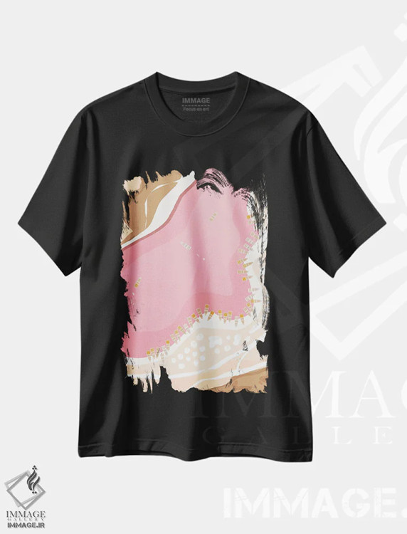 تیشرت مشکی طرح دار "دریاچه صورتی رتبا از نمای بالا، سنگال"، تزئینی اثر لایمن کریتیو کو. | فروشگاه ایماژ