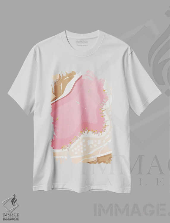 تیشرت سفید طرح دار "دریاچه صورتی رتبا از نمای بالا، سنگال"، تزئینی اثر لایمن کریتیو کو. | immage.ir