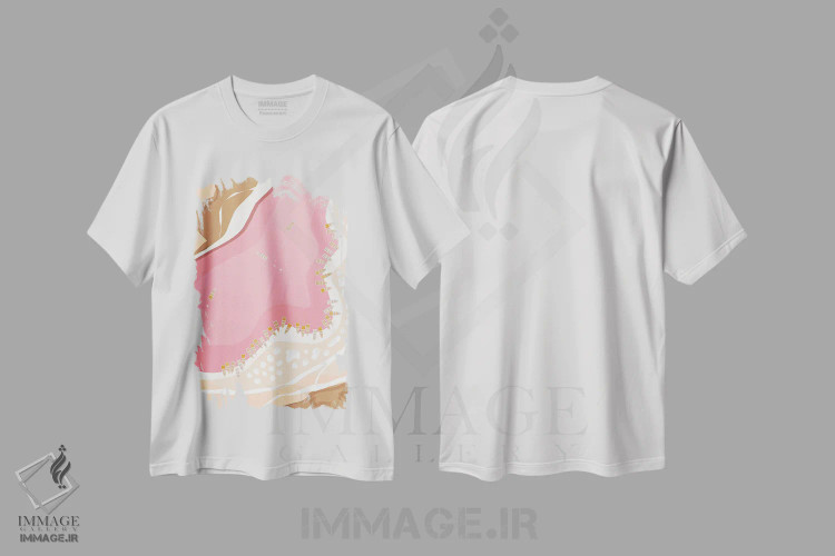تیشرت سفید طرح دار "دریاچه صورتی رتبا از نمای بالا، سنگال"، تزئینی اثر لایمن کریتیو کو. | immage.ir