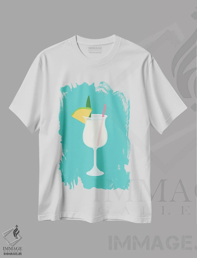 تیشرت سفید طرح دار "پینا کولادا"، هنر دیجیتال اثر لایمن کریتیو کو. | فروشگاه ایماژ