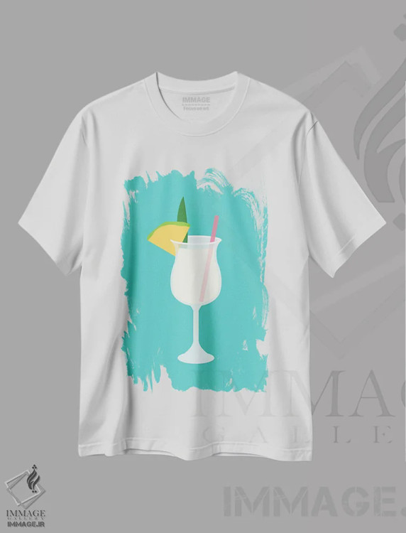 تیشرت سفید طرح دار "پینا کولادا"، هنر دیجیتال اثر لایمن کریتیو کو. | فروشگاه ایماژ