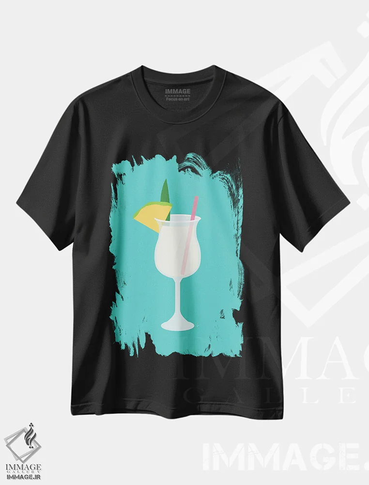 تیشرت مشکی طرح دار "پینا کولادا"، هنر دیجیتال اثر لایمن کریتیو کو. | immage.ir